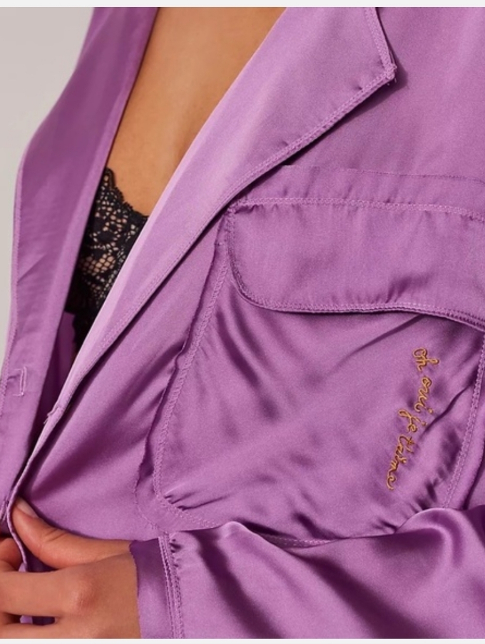 Free People Like Honey PJ Shirt Purple Oversized Satin Sleep Shirt Size Medium - Picture 2 of 10